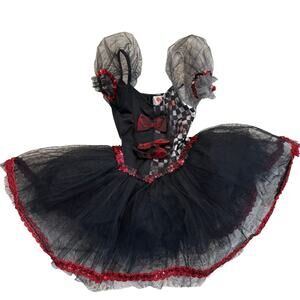 Double Platinum Black Red Harlequin Tutu Dance Costume LC Halloween Outfit